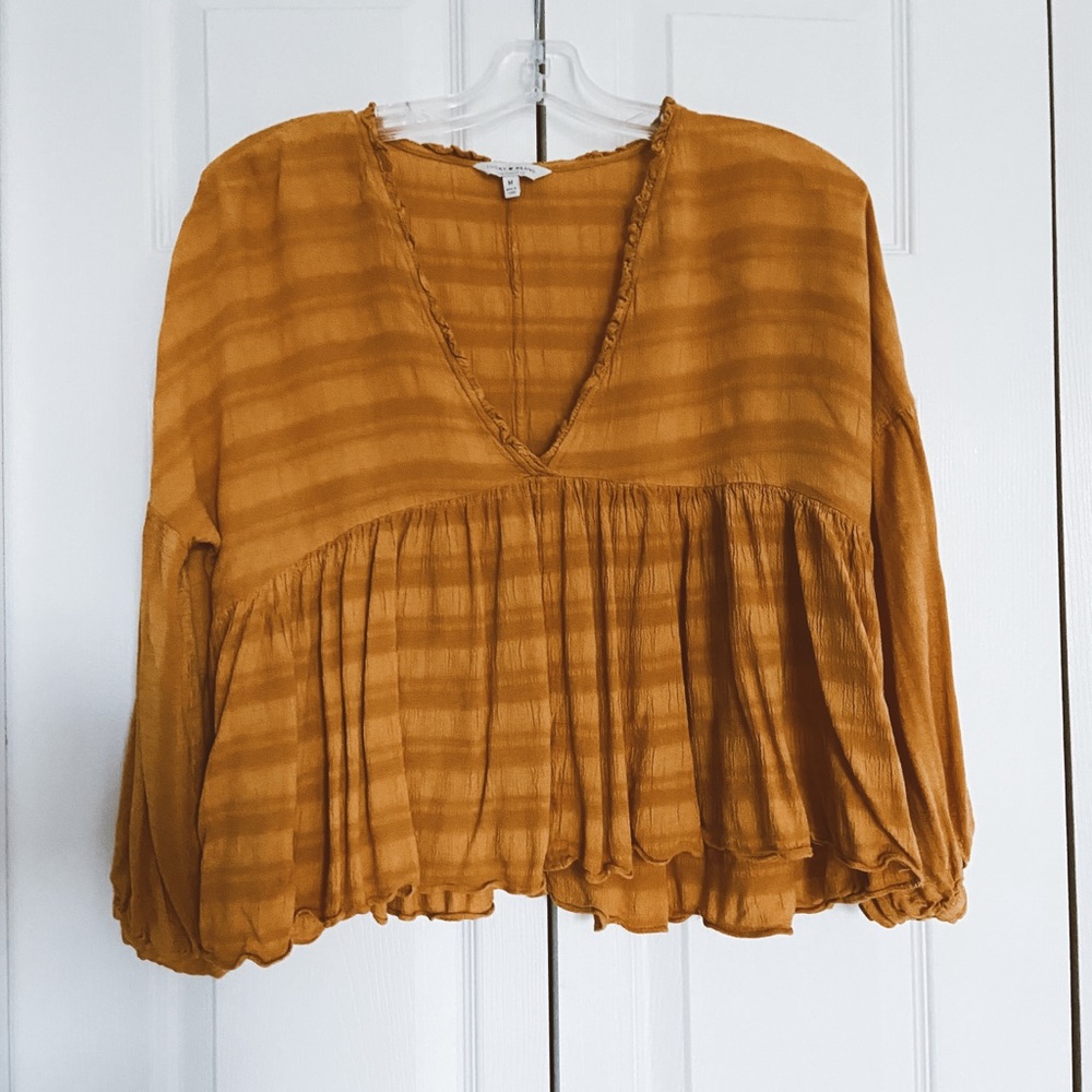 Lucky Brand Yellow flow v neck blouse - Picture 1 of 2